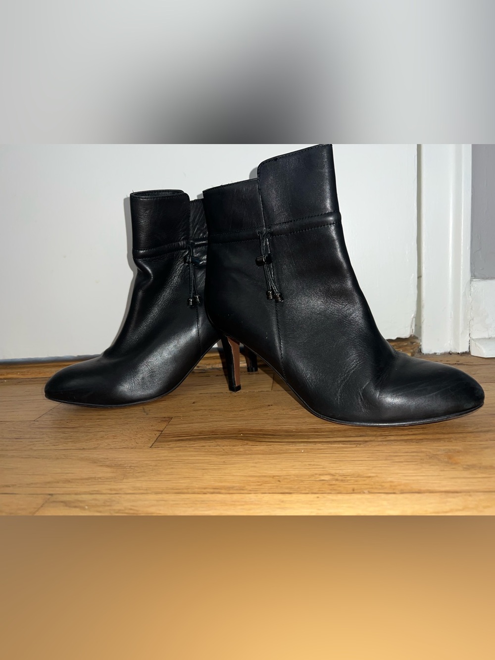 Lands' End Black Leather Ankle Heeled Boots